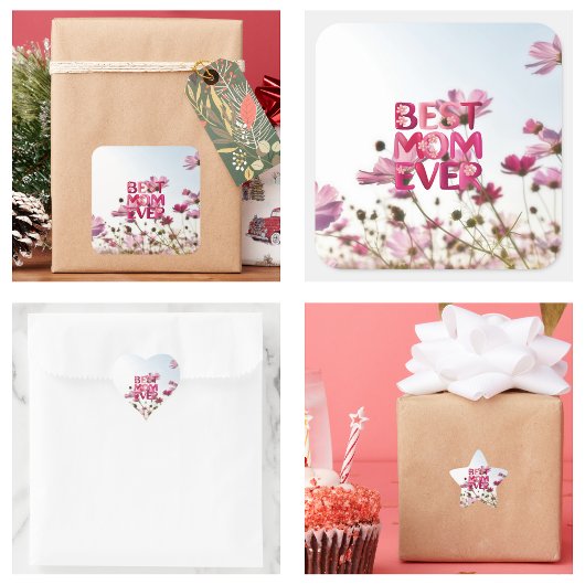 Elegante moderne moeder's beste moeder ooit roze b vierkante sticker