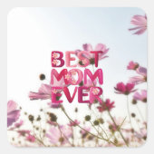 Elegante moderne moeder's beste moeder ooit roze b vierkante sticker (Voorkant)