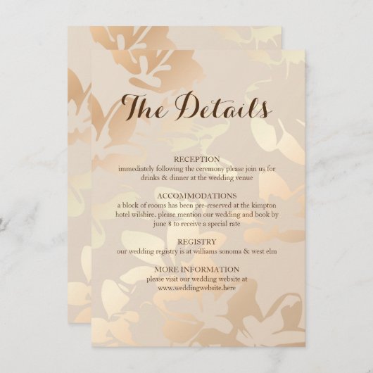 Elegante Moderne Monochrome Gouden Foliebijlage Ka Informatiekaartje (Voorkant / Achterkant)