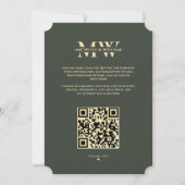 Elegante Moderne Monogram Bruiloft Groene Gouden K Save The Date (Achterkant)