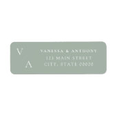 Elegante moderne monogram bruiloft retour adres etiket (Voorkant)