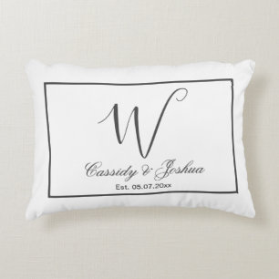 Elegante moderne monogram bruiloft souvenir cadeau accent kussen