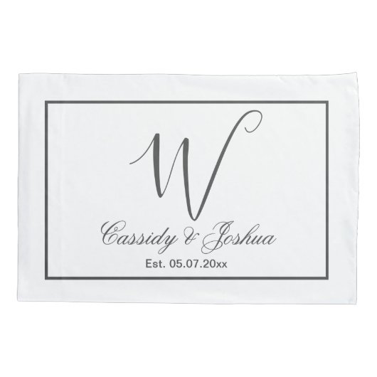 Elegante moderne monogram bruiloft souvenir cadeau kussensloop (Achterkant)