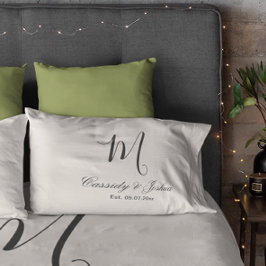 Elegante moderne monogram bruiloft souvenir cadeau kussensloop