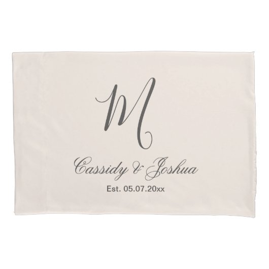 Elegante moderne monogram bruiloft souvenir cadeau kussensloop (Voorkant)