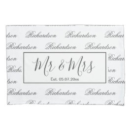 Elegante moderne monogram bruiloft souvenir cadeau kussensloop