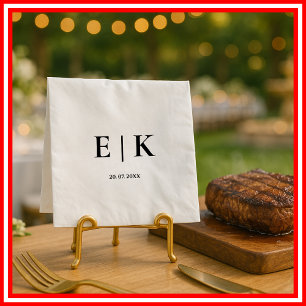 Elegante Moderne Monogram Eenvoudige Huwelijk Servet