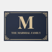 Elegante Moderne Monogram Familienaam | Marine Deurmat (Voorkant)