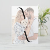Elegante Moderne Monogram Fotobruiloft Save The Date (Staand voorkant)