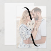 Elegante Moderne Monogram Fotobruiloft Save The Date (Voorkant / Achterkant)