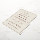 Elegante Moderne Monogram Gold Folie Wedding Uitnodiging (Gedraaid)