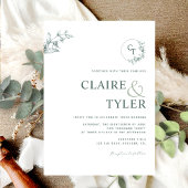 Elegante Moderne Monogram Groene Huwelijk Kaart