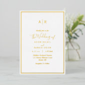 Elegante Moderne Monogram Huwelijk Goud Folie Uitnodiging (Staand Voorkant)