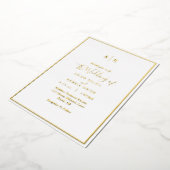 Elegante Moderne Monogram Huwelijk Goud Folie Uitnodiging (Gedraaid)