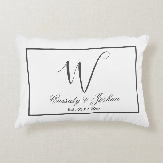 Elegante moderne monogram huwelijkscadeau accent kussen (Voorkant)