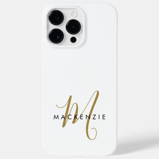 Elegante Moderne Monogram in Witgoud Schrift Case-Mate iPhone Case (Achterkant)
