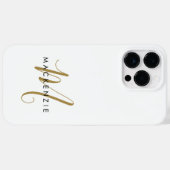 Elegante Moderne Monogram in Witgoud Schrift Case-Mate iPhone Case (Achterkant (horizontaal))