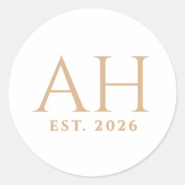 Elegante Moderne Monogram Initiaal Oprichtingsdatu Ronde Sticker