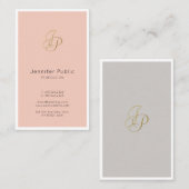 Elegante Moderne Monogram Initiaal Sjabloon Aangep Visitekaartje (Voorkant / Achterkant)