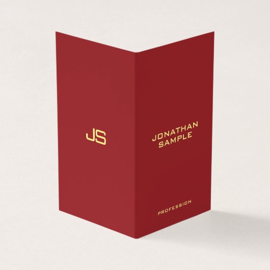 Elegante Moderne Monogram Initiaal Verticale Vouw Visitekaartje (Buitenkant)