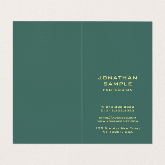 Elegante Moderne Monogram Initiaal Verticale Vouw Visitekaartje (Binnenkant ongevouwen)