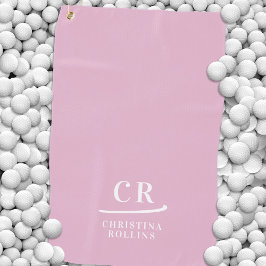 Elegante moderne monogram Initialen naam roze Golfhanddoek