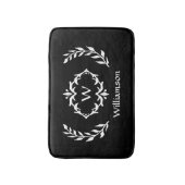 Elegante moderne monogram krans chic zwart wit badmat (Voorkant Verticaal)