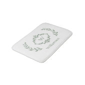 Elegante moderne monogram krans saliegroen wit badmat (Gekanteld)
