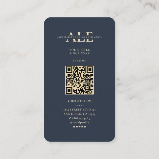 Elegante Moderne Monogram Logging Operator Donkerb Visitekaartje (Achterkant)