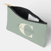 Elegante Moderne Monogram Naam in Saliegroen Etui (Open)