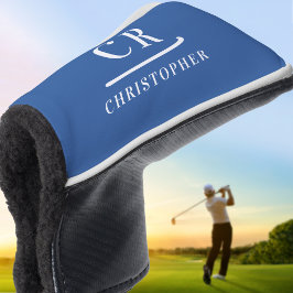 Elegante Moderne Monogram Naam Initiaal Blauwe Put Golfheadcover