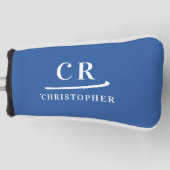 Elegante Moderne Monogram Naam Initiaal Blauwe Put Golfheadcover (Voorkant)