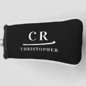 Elegante moderne monogram naam initials zwarte put golfheadcover (Voorkant)