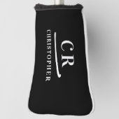Elegante moderne monogram naam initials zwarte put golfheadcover (Draai 90)