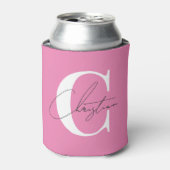 Elegante Moderne Monogram Pink Blikjeskoeler (Blikje Voorkant)