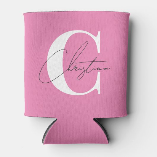 Elegante Moderne Monogram Pink Blikjeskoeler (Voorkant)