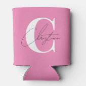 Elegante Moderne Monogram Pink Blikjeskoeler (Achterkant)