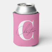 Elegante Moderne Monogram Pink Blikjeskoeler (Blikje Achterkant)