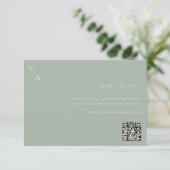 Elegante Moderne Monogram Sage Green Wedding Informatiekaartje (Staand voorkant)
