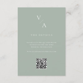 Elegante Moderne Monogram Sage Green Wedding Informatiekaartje