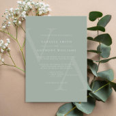 Elegante Moderne Monogram Sage Green Wedding Kaart