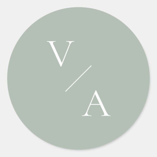 Elegante Moderne Monogram Sage Green Wedding Ronde Sticker (Voorkant)