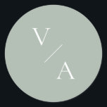 Elegante Moderne Monogram Sage Green Wedding Ronde Sticker<br><div class="desc">Moderne monogram trouwstickers in salie groene kleur.</div>