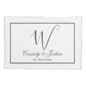 Elegante moderne monogram trouwcadeau geschenk kussensloop (Achterkant)