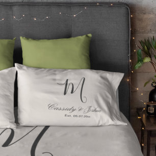 Elegante moderne monogram trouwcadeau geschenk kussensloop