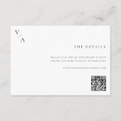 Elegante moderne monogram zwart-wit bruiloft informatiekaartje (Voorkant)