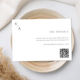 Elegante moderne monogram zwart-wit bruiloft informatiekaartje