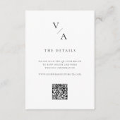 Elegante moderne monogram zwart-wit bruiloft informatiekaartje (Voorkant)