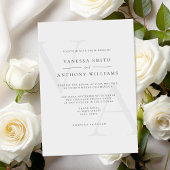 Elegante moderne monogram zwart-wit bruiloft kaart