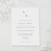 Elegante moderne monogram zwart-wit bruiloft kaart